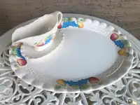 Gravy boat with saucer and a tray set