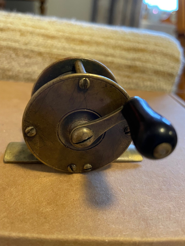 Antique brass fishing reel rare mini in Fishing, Camping & Outdoors in North Bay - Image 2