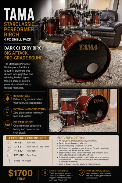 Tama Starclassic Performer Birch 4 pc shell pack, View more