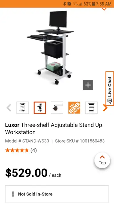 Luxor Three-shelf Adjustable Stand Up Workstation desk