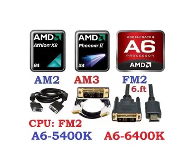 CPU AMD SOCKET: FM2, AM3, AM2+, AM2, DVI to HDMI, DVI or VGA cab, View more