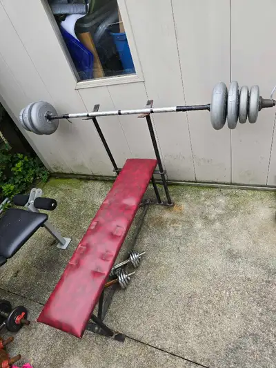 bench press with 100lbs weight plates and bar, View more