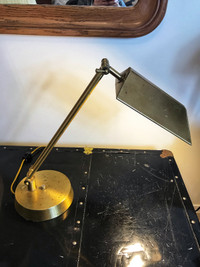 Vintage Adjustable Banker Director Brass Desk Lamp Leviton Works