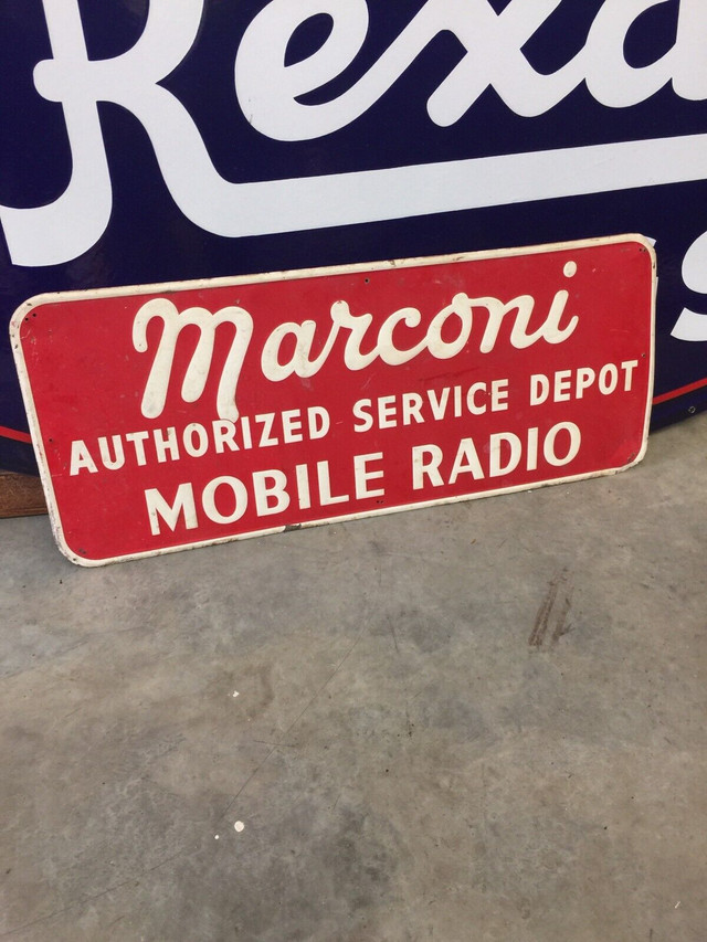 Rare embossed Marconi radio sign 306-717-9678 in Arts & Collectibles in Saskatoon