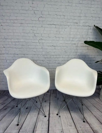 Stunning Eiffel Style Chairs with chrome Legs - White. Set of 2