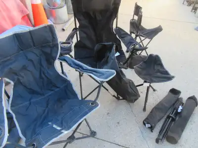 5 FOLDING CHAIRS = 3 NEW, View more