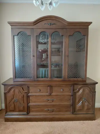 BEAUTIFUL HUTCH AND BUFFET, SOLID WOOD, VERY GOOD CONDITION, View more