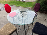 High-Top Glass table + 4 stools GOOD condition