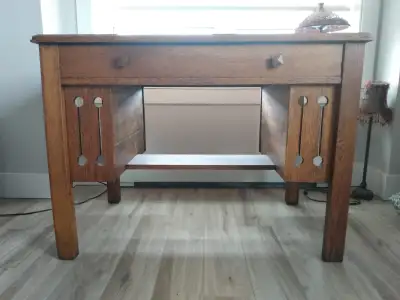 Antique Oak Desk with Drawer, View more