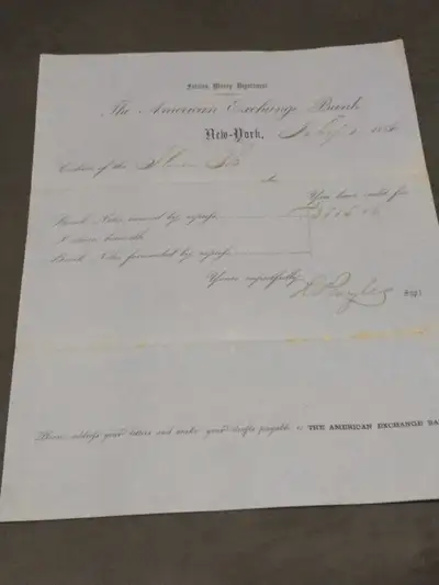 1856 American Exchange Bank letter of credit to another bank, View more