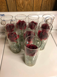 8 Rose Vase Centrepieces $40