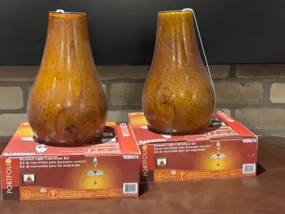 Recessed light conversion kit with caramel glass shade (2 sets), View more