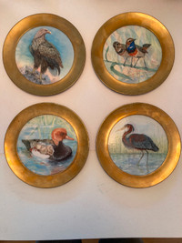 4 Rehau Keramik TILE WALL PLATES of Birds  Signed West Germany