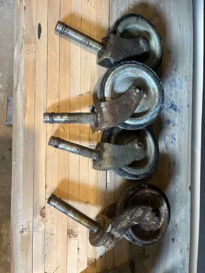 Antique Metal Casters (4.25” Dia), View more