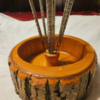 Real wood, nutcracker & pick set in bowl