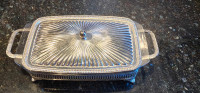Silver Plated Lidded/Footed Serving Tray w/Original Pyrex Dish