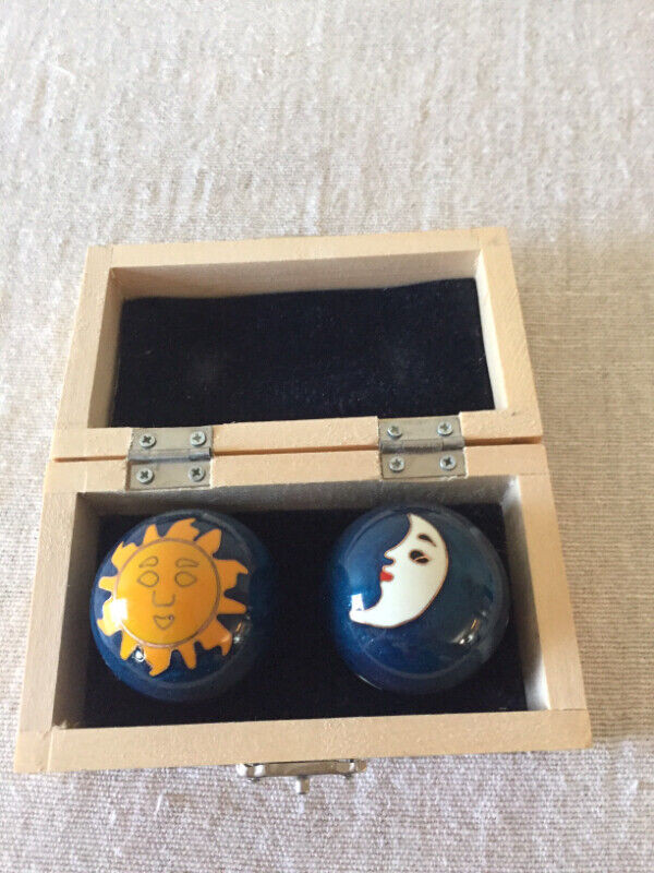 HARMONY BALLS SUN AND MOON IN WOODEN BOX in Exercise Equipment in Edmonton