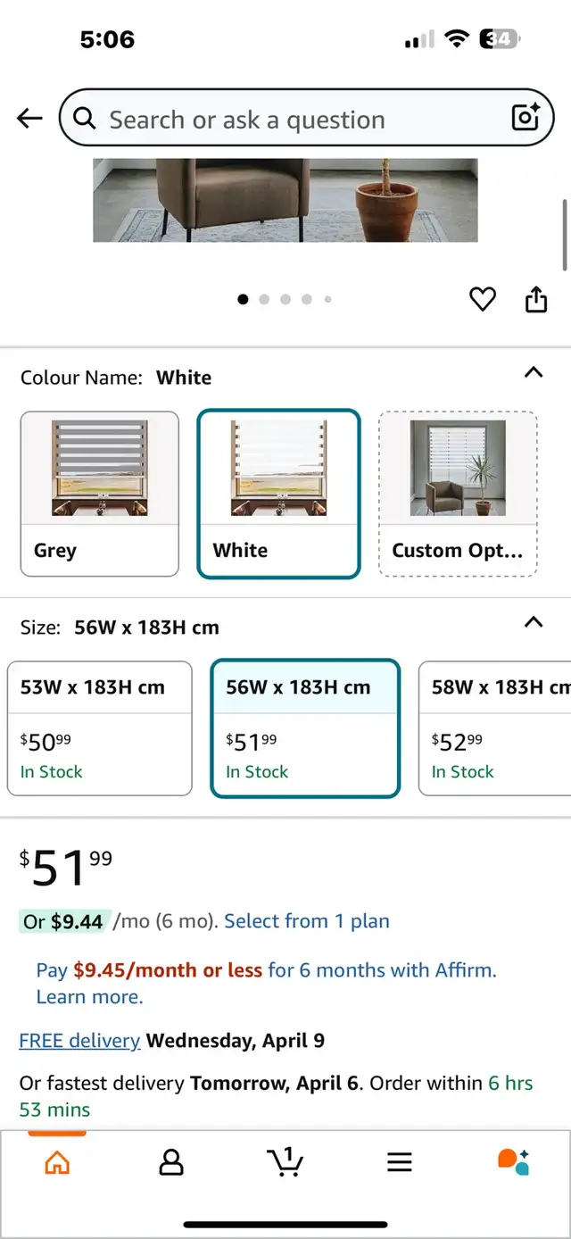 LUCKUP Cordless Zebra Blinds 22” x 72”63234527037569122