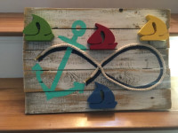 2 NAUTICAL WALL HANGINGS and CAT DISPLAY