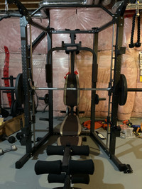 Smith machine workout equipment and weights