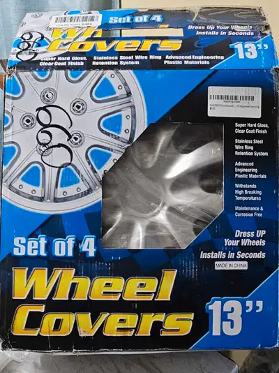 Wheel cover set of 4 13 inches brand new and easy to install.please see the pictures of some details...