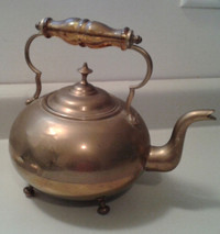 Antique Brass Scottish Toddy Kettle with Amber Glass Handle