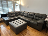 Large Leather Sectional Couch with Ottoman