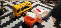 Little Tikes School bus and Ambulance.