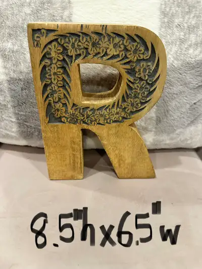WOOD LETTER CARVED “R”, View more