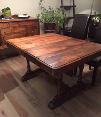 Antique Dining Table, Chairs, and Buffet