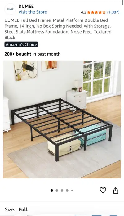 DUMEE Full Bed Frame + Zinus Foam & Spring Mattress, View more