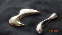 Brooches, pins ,  large , make a  statement, silvertones, two