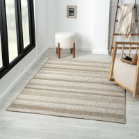 Tan/Brown Striped Transitional Indoor/Outdoor Area Rug  Rectangl