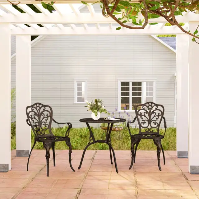 3 Pieces Cast Aluminum Bistro Set, Outdoor Patio Furniture Set w in Patio & Garden Furniture in Markham / York Region - Image 10