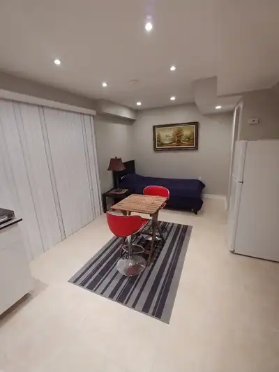 Very clean ground floor basement studio with separate entrance with private laundry, bathroom, fridg...