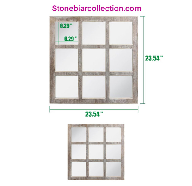 Stonebriar 23.5"x23.5 Light Brown 9 Panel Wall Decorative Mirror in Home Décor & Accents in City of Toronto - Image 4