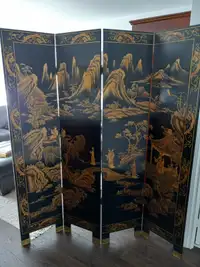 GOLD-LEAF PAINTED FOUR [4] PANEL SCREEN