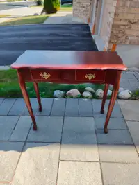 Antique solid wood console table with two drawers