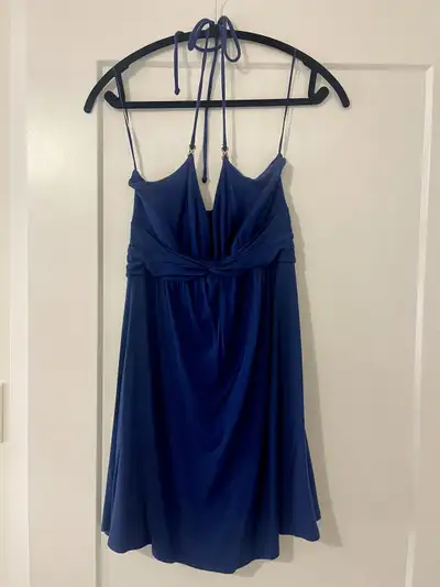 Royal blue halter dress, View more