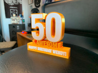 50 & Awesome Birthday Cake Topper