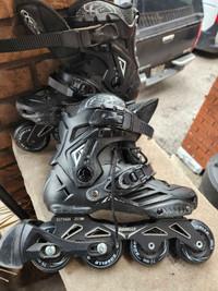 Rollerblades with protective equipment 