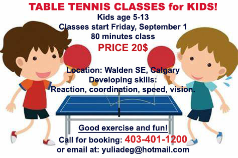 Table tennis classes! in Activities & Groups in Calgary