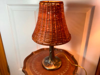 #3 Sweet Vintage Wicker Table Lamp with a Bronzed Metal Base 