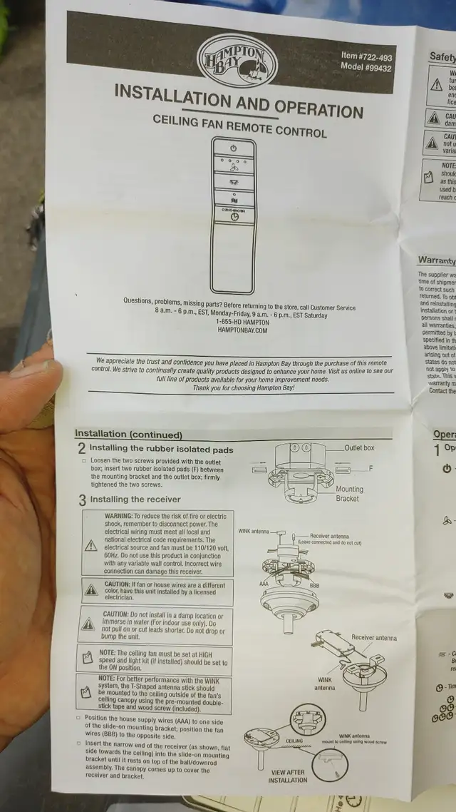 Hampton Bay Universal Smart Wi-Fi 4-Speed Ceiling Fan Remote in Indoor Lighting & Fans in Mississauga / Peel Region - Image 6