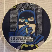 Embroidery Hoop Art - Joy Division Batman