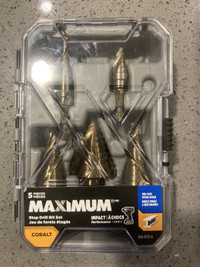 Maximum 5 piece step drill bit set