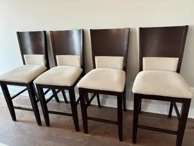Set of 4 Dining Chairs – Solid Wood, Counter Height, View more