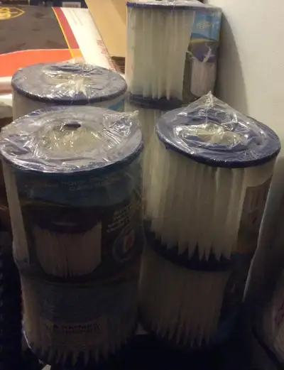 Hi. This is the 3.75in H x 4.25in D type with the 1” hole for a chlorine tablet. A total of 8 filter...