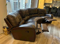 Beautiful genuine leather sectional reclining couch - Free deliv