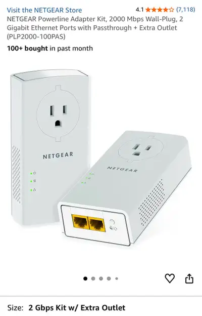  Netgear Powerline 2000 ethernet adaptor, View more